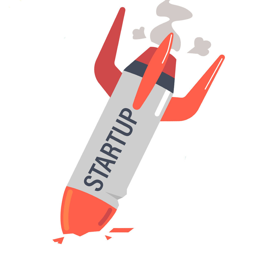 Illustration of a crashed rocket as a metaphor for startups pitfalls. What are the benefits of contract manufacturing. Medical device startups mistakes to avoid. Contract manufacturing mistakes to avoid. Avoid mistakes when outsourcing your manufacturing. Benefits and mistakes of contract manufacturing and startups
